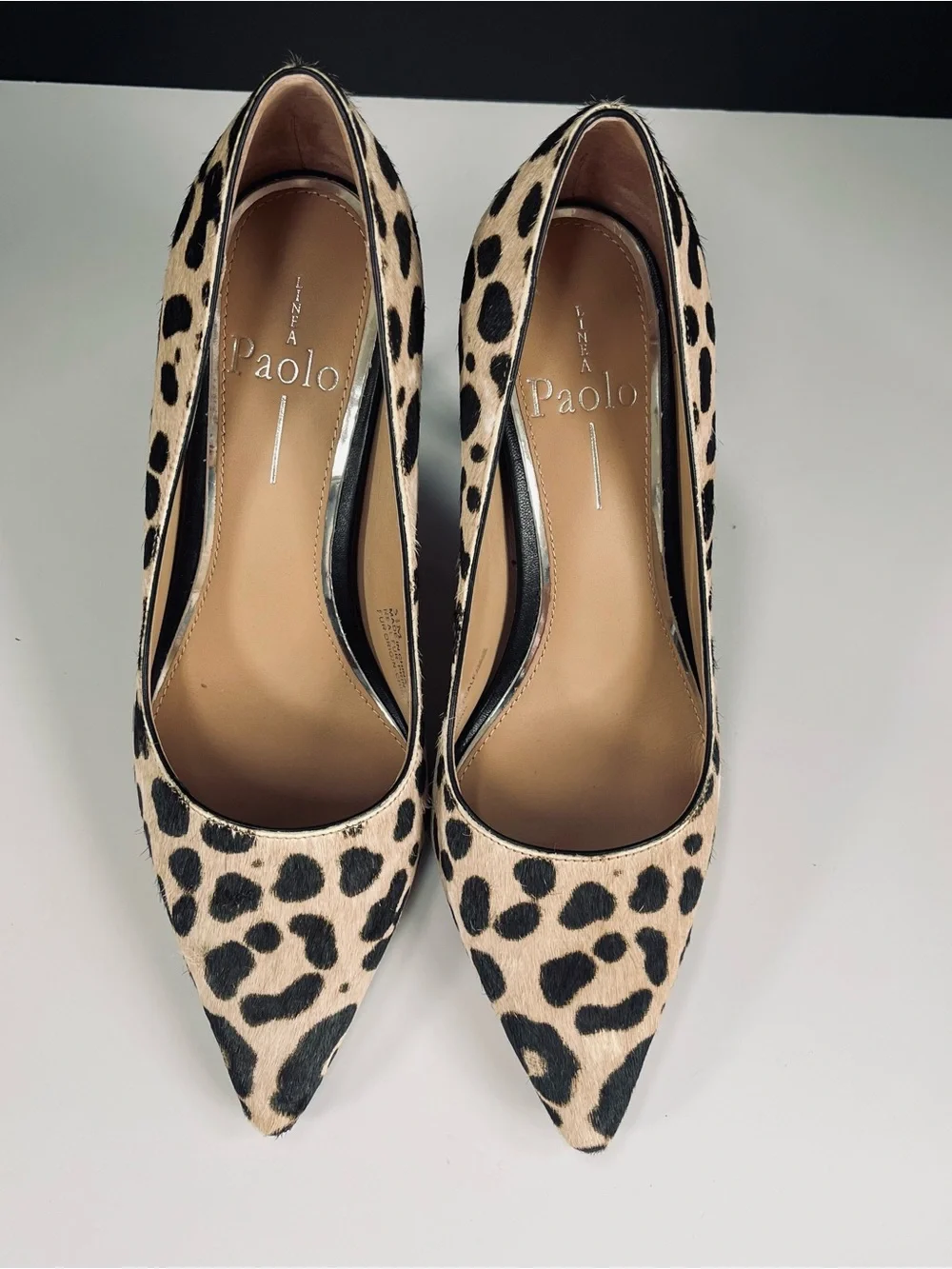 Linea Paolo Leopard Print Calf Hair Pointed Toe Stiletto Pump - Beige/Black